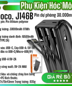 Sạc Dự Phòng Hoco J146B 4 Dây 30000mAh | Dung Lượng Khủng | Du Lịch Thoải Mái | Vi Tính Hóc Môn