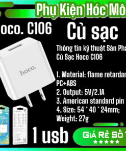 Củ Sạc USB 1 Cổng Hoco C106 | Sạc Nhanh 10.5W | Nhỏ Gọn Du Lịch | Vi Tính Hóc Môn