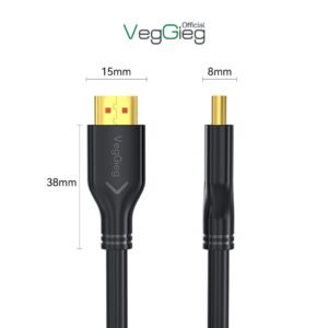 Cáp HDMI VegGieg 1.5m 2.0 4K 60Hz V-H107 – Băng Thông 18Gbps, Mạ Vàng 24K Chính Hãng | Vi Tính Hóc Môn