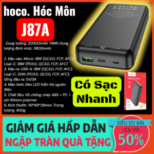 Sạc Dự Phòng Hoco J87A 20000mAh – Pin Dung Lượng Lớn Sạc Nhanh Hiệu Quả