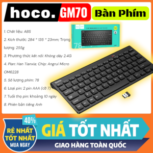 Bàn Phím Mini Không Dây Hoco GM70 Dragon Kết Nối Ổn Định Thiết Kế Nhỏ Gọn | Vi Tính Hóc Môn