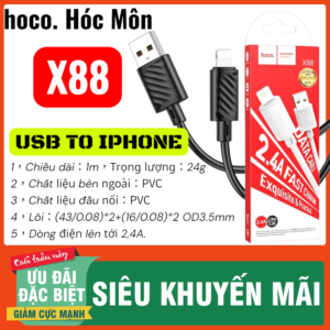 Cáp Sạc Hoco X88 IP Sạc Nhanh 2.4A Chính Hãng Giá Rẻ