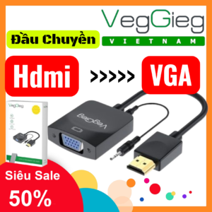 Cáp chuyển HDMI sang VGA VegGieg V-Z902 có Audio Full HD cho Laptop PC Máy Chiếu